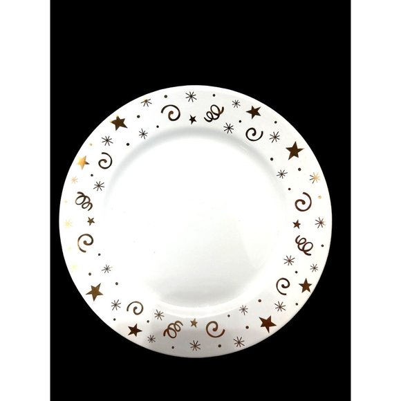 The Pampered Chef Porcelain Celebration Party Dessert Plates with Gold Confetti - Picture 5 of 6